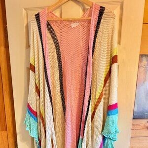 Free People Sea Vista Stripe Ruffle Duster - NWOT